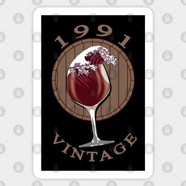 Wine Lover Birthday - 1991 Vintage Sticker by TMBTM